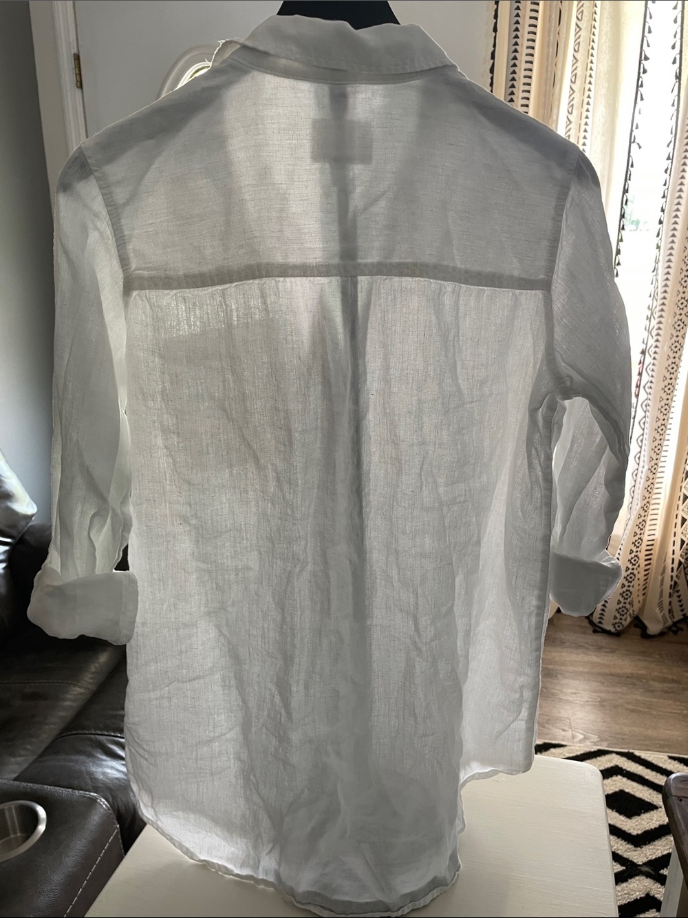 Sigrid Olsen Women’s White Linen Button-Down Shirt (0068) - Picture 2 of 3